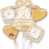 Gold Scroll 50th Anniversary Balloon Bouquet