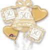Gold Scroll 50th Anniversary Balloon Bouquet