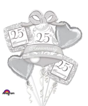 Silver Scroll 25th Anniversary Balloon Bouquet