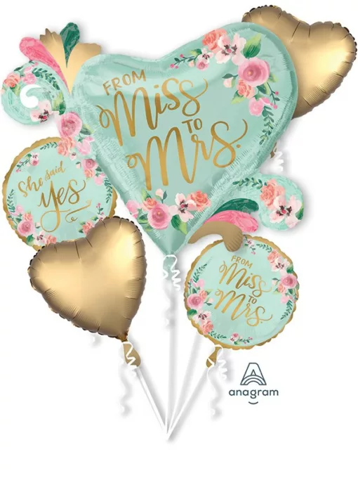 Bouquet From Miss to Mrs. Mint to Be Foil Balloon
