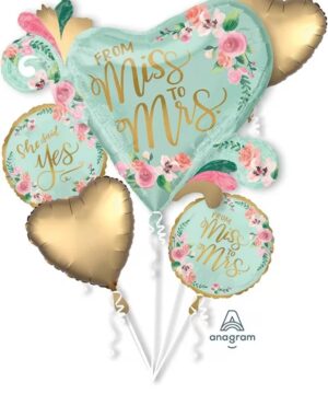 Bouquet From Miss to Mrs. Mint to Be Foil Balloon