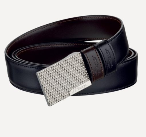 S.T Dupont Palladium and Leather Finish Reversible Business Belt - 30 MM