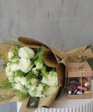 White Roses and Chocolate Combo