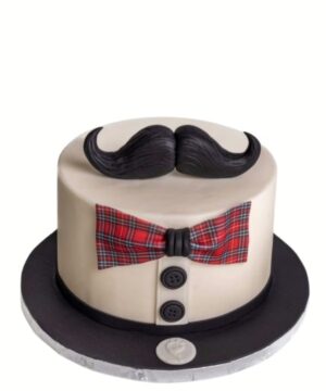Classic Moustache Theme Cake & Flowers