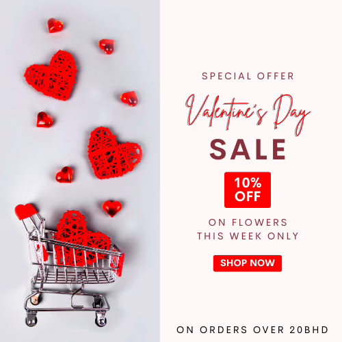 Valentines Day offer 10% off flowers