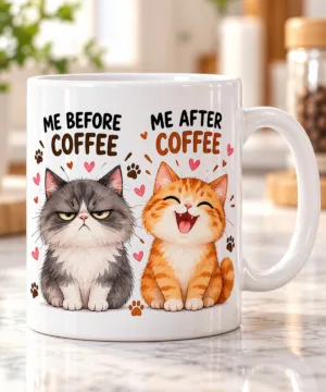 Me Before Coffee vs Me After Coffee